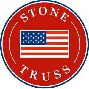 Stone Truss circle logo with Flag