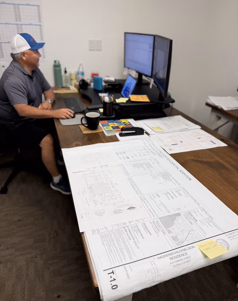 Stone Truss designer at his desk working on a truss design project for a customer